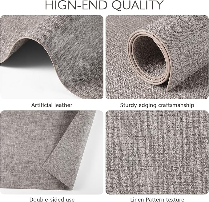 Faux Leather Placemats Set of 8 Washable PU Table mats for Kitchen Table - Heat Resistant, Waterproof, Easy Clean, Anti Slip 11.8" x 17" (Light Brown-8 Pack)