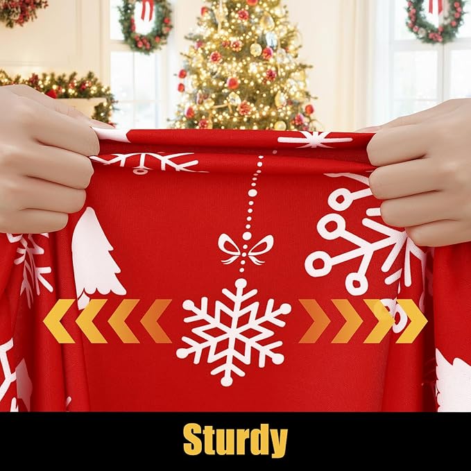 Smiry Rectangle Christmas Table Cloth, Waterproof Elastic Fitted Tablecloths for 8 Foot Tables, Washable Polyester Table Cover for Dinner (Christmas Snowflakes, 30"x96")