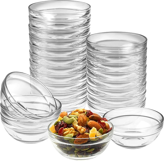 Mini 3.5 Inch Small Glass Bowls - Small Bowls Perfect for Prep, Dips, Nuts, or Candy - Meal Prep Bowls or Dessert Bowls, Set of 24
