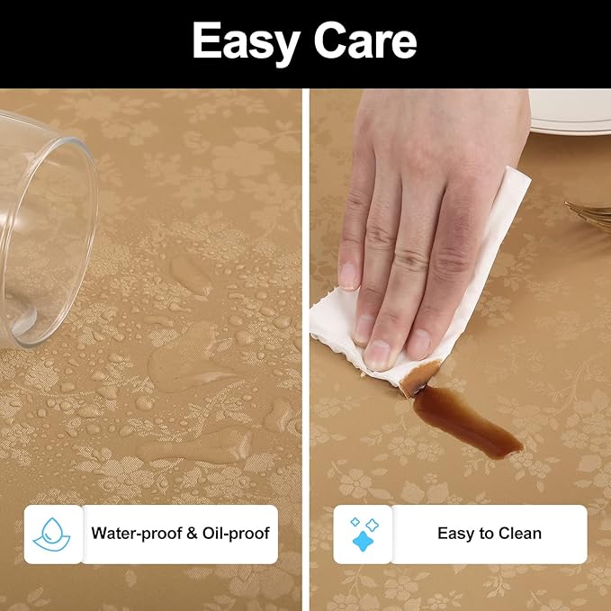 Smiry Rectangle Table Cloth, Waterproof Heavy Duty Vinyl Tablecloths, Wipeable Washable Table Cover for Kitchen and Dining Room (Brown, 54" X 120")