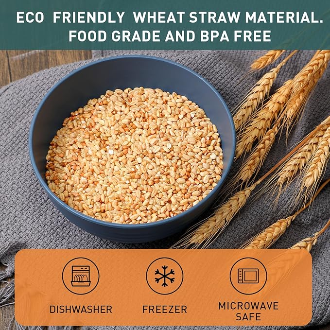 Geosar 18 Pcs Unbreakable Cereal Bowls 24 Oz Microwave and Dishwasher Safe Wheat Straw Fiber Lightweight Bowl for Soup Kitchen Serving Salad Dishes Oatmeal(Yellow, Orange, Green, Blue)