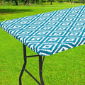 Smiry Rectangle Table Cloth Cover, Waterproof Elastic Fitted Picnic Tablecloth for 5 Foot Tables, Wipeable Flannel Backed Vinyl Tablecloths for Camping, Dining, Outdoor (Teal, 30" x 60")