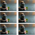 Spa Stones 12x18 Inch Placemats Set of 6 - Waterproof, Non-Slip & Washable Garden Flower Table Mats for Kitchen & Dining Table Placemats