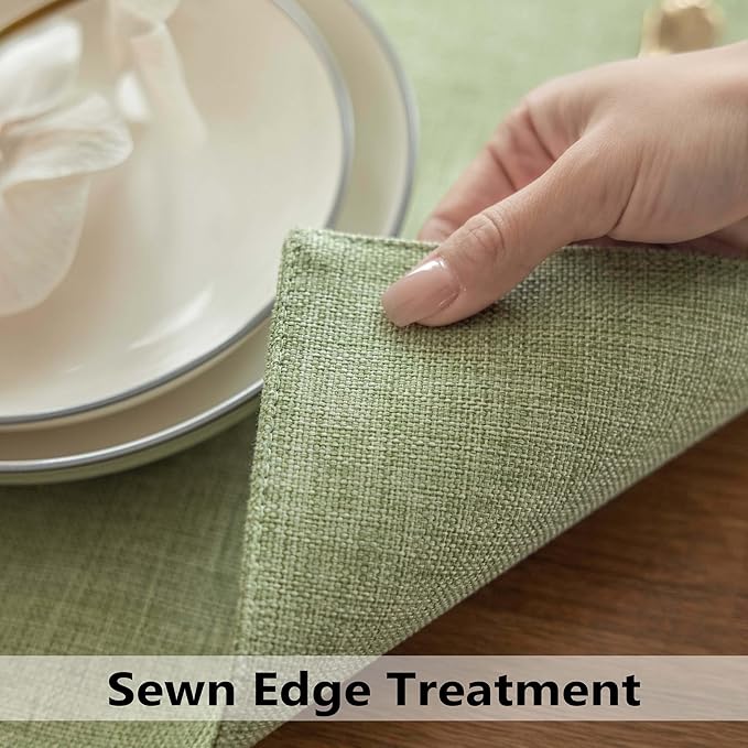 Demetex Cloth Green Placemats Set of 8 Heat Resistant Table Plate Mat Washable Linen Placemat for Kitchen Dining Tables, 13x19 inch, Grass Green