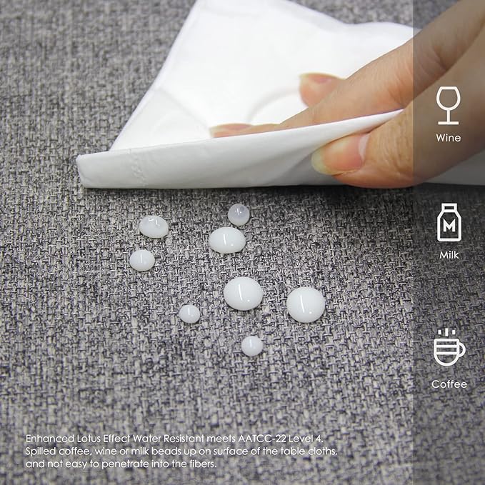 BALCONY & FALCON Rectangle Tablecloth Washable Wrinkle Resistant and Water Proof Table Cloth Decorative Linen Fabric Tablecloths for Dining Parties Kitchen Wedding and Outdoor Use (Gray, 90x132