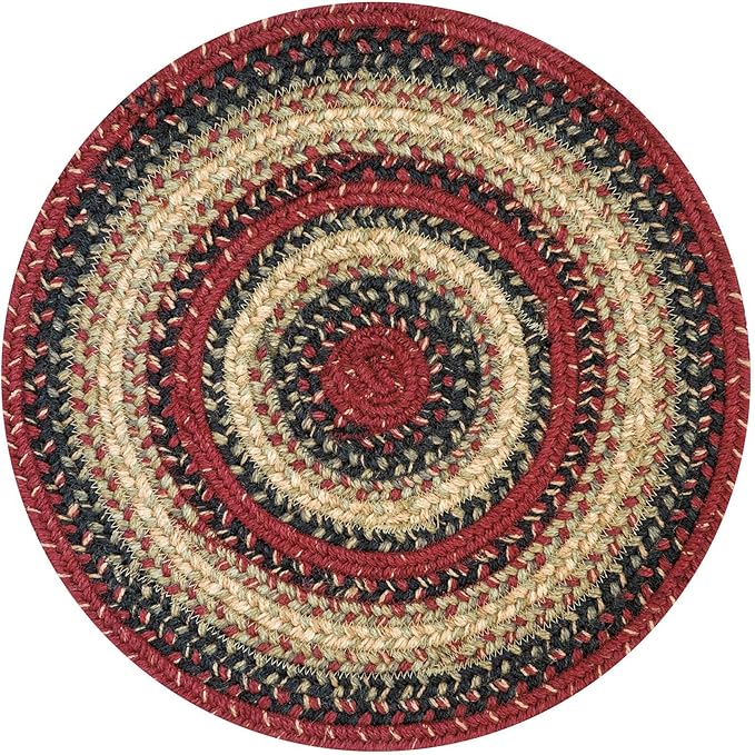 Homespice Highland Round Braided Placemats, Warm Lodge and Cabin Decor, Set of 2, 15" Multicolor Jute Table Mats - Vibrant Colors, Durable, Easy to Clean and Protects Furniture