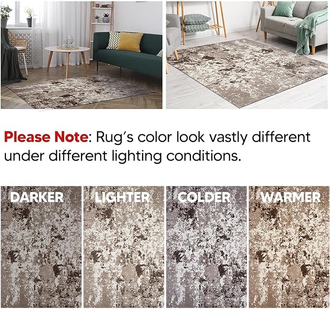 Keen Home Design Area Rugs - 8ft Round Non-Shedding, Abstract Rugs for Kitchen, Living Room, Bedroom, Dining Room, Entryway - Size: 7'10" Square, Multi
