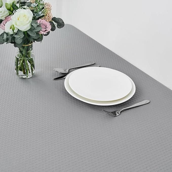 maxmill Square Tablecloth Weaved Texture Stain Resistant Waterproof Wrinkle Free Washable Soft Table Cloth, Decorative Fabric Table Cover for Dining Room Dinner Parties, 52 x 52 Inch, Light Grey