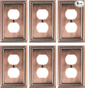6-Pack Duplex Outlet Cover Plate, Antique Copper Metal Wall Plates for Electrical Outlets, 1 Gang Receptacle Cover, Pearls Decorative Switch Plates and Outlet Covers