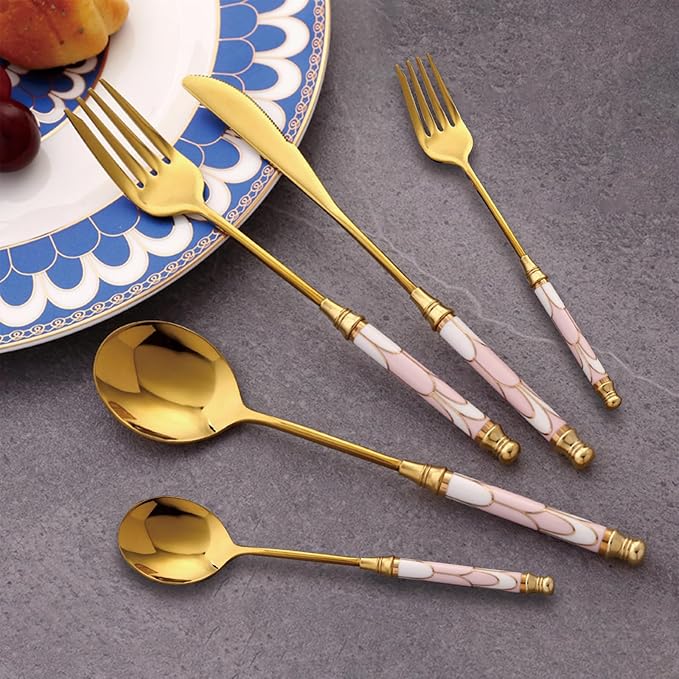 30-piece Silverware Set With Ceramic Handle, Premium Food Grade Stainless Steel Flatware Sets, Mirror Polished Cutlery Set, Dishwasher Safe (for 6 People)