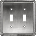 Henne Bery Rope Edge Decorative Wall Plate Switch Plate Outlet Cover (Double Toggle, Heirloom Silver)
