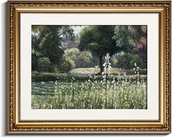 InSimSea Gold Picture Framed Wall Art, Living Room Bedroom Vintage Wildflower Field Gallery Canvas Print Wall Decor, Home Farmhouse Decor, Antique Paintings with Frames 13x16inch