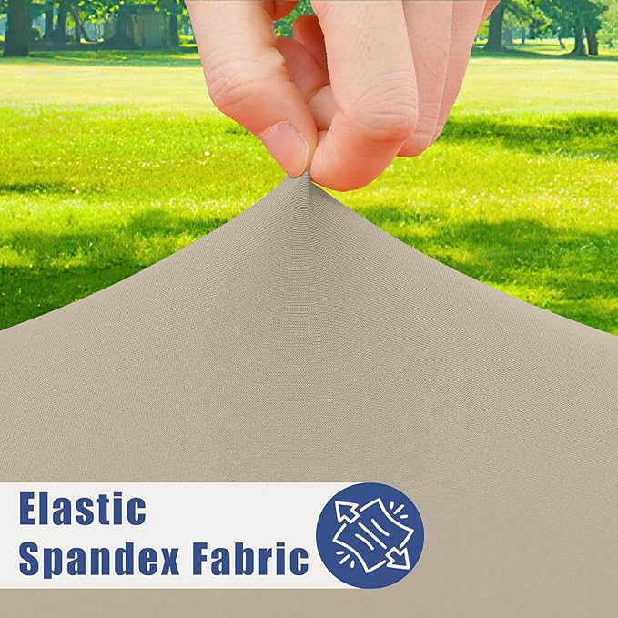 Round Spandex Tablecloth, Elastic Fitted Waterproof Tablecloths for 42"-50" Tables, Stretch Washable Picnic Table Cover for Camping, Dining, Indoor and Outdoor, Taupe