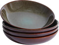 8.75 Inch Large Ceramic Pasta Bowls, 32 Oz Reactive Glaze Stoneware Pasta Serving Bowls Set of 4 for Kitchen, Wide Bowls for Fruit,Pasta,Salad,Soup, Scratch Resistant-Brown and Green
