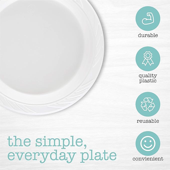 100 Count Disposable 7 Inch White Plastic Plates