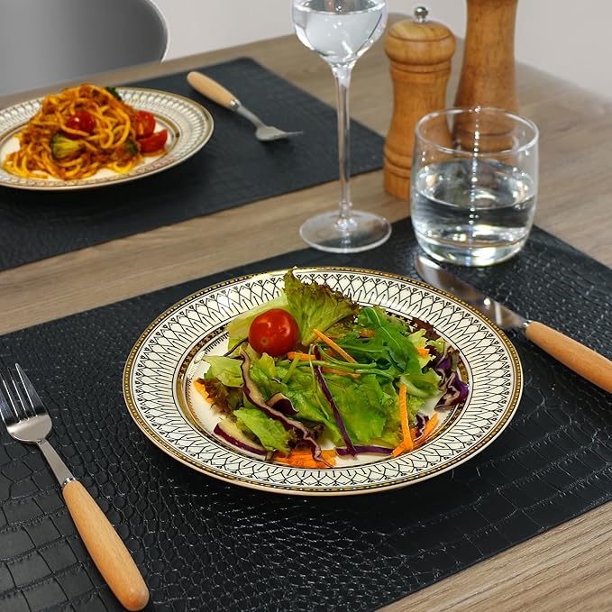 Set of 6 Faux Leather Placemats, PU Table Mats, Waterproof, Stain Resistant, Heat Resistant, Easy to Clean for Kitchen Dining Table,Conference Table