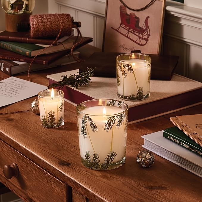 Thymes Frasier Fir Pine Needle Candle – Holiday Candles for Home Scented with Notes of Crisp Siberian Fir, Cedarwood & Sandalwood – Christmas Decor – Christmas Gifts for Women & Men (2 oz)