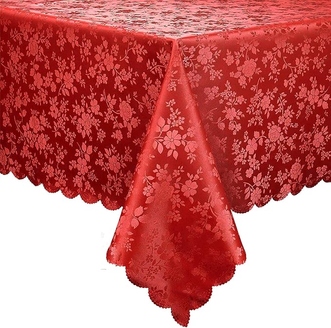 Smiry Rectangle Table Cloth, Waterproof Heavy Duty Vinyl Tablecloths, Wipeable Washable Table Cover for Kitchen and Dining Room (Red, 60" X 84")