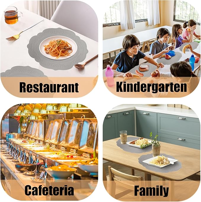 Silicone Placemats Set of 4, Oval Heat Resistant Non-Slip Table Mat, Waterproof Silicone Placemat, Insulating Placemats, Easy to Clean Table Placemats by Siliconty(4, Comb)