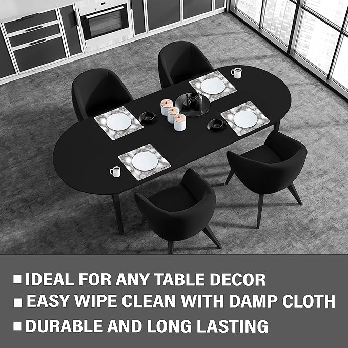 Dainty Home Smokey Gold Marble Square Cork Placemats - Heat Resistant Placemats, Non-Slip, Easy Clean Placemats for Elegant Dining - 15"x15" Set of 2 - Perfect for Stylish, Modern Homes