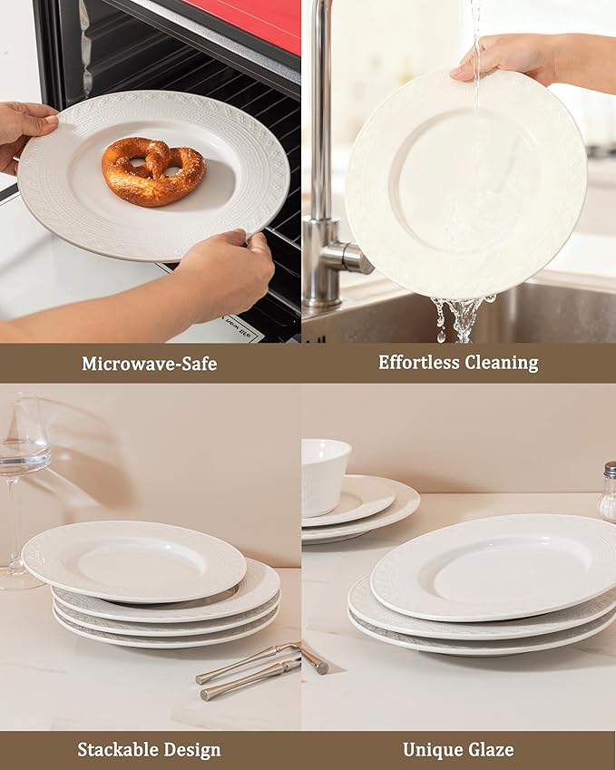 Dinnerware sets plates and bowls sets modern plates,Ceramic Dinnerware Sets,12 Pieces Porcelain Lightweight Plates,Scratch Resistant Dish Set (style - 6, 4 - Set (12pcs))