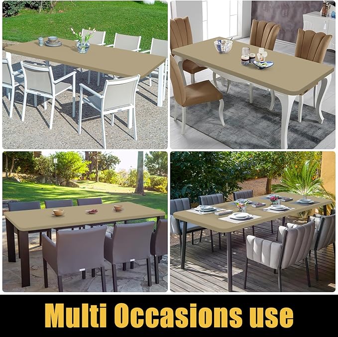 Smiry Rectangle Picnic Table Cloth, Waterproof Elastic Fitted Tablecloths for 4 Foot Tables, Washable Polyester Table Cover for Camping, Indoor and Outdoor (Taupe, 30"x48")
