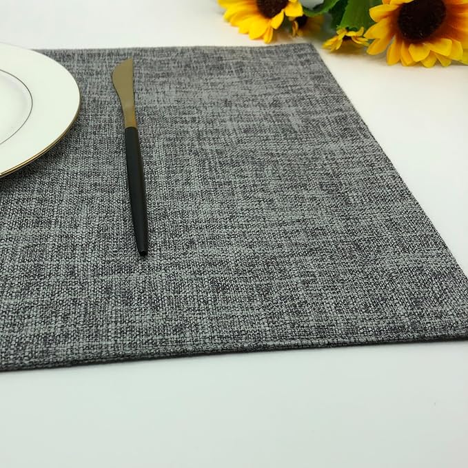 Rilassato Textile Placemats, Set of 4 Heat-Resistant Placemats for Kitchen Table, Washable Durable Linen Table Mats Woven Placemats (4, Gray)