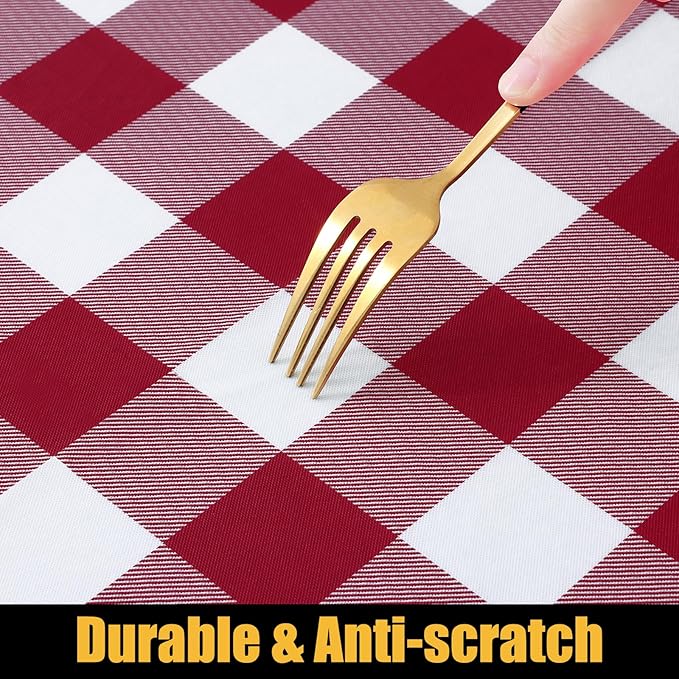 Smiry Rectangle Picnic Table Cloth, Elastic Waterproof Fitted Vinyl Tablecloths, Flannel Backed Buffalo Plaid Table Covers for Dining, Camping, Outdoor (Burgundy and White, 30" x 60")
