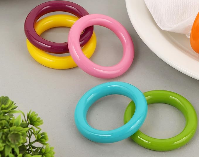 CLEENTABLE Napkin Rings Set of 12 - Epoxy Resin Napkin Holder Cuffs for Dinner Table Décor - Farmhouse Modern Serviette Rings for Weddings, Parties, Receptions, Banquets, Daily Use (Pastel)