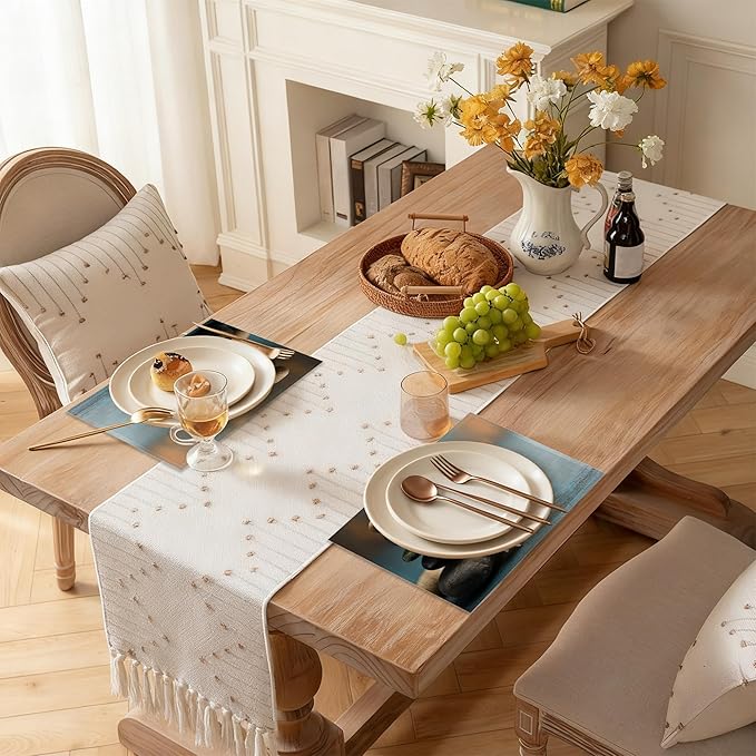 Spa Stones 12x18 Inch Placemats Set of 6 - Waterproof, Non-Slip & Washable Garden Flower Table Mats for Kitchen & Dining Table Placemats