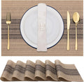 Winknowl Placemats, Set of 6 Heat Resistant Stain Resistant Woven Vinyl Insulation Place mats, Durable Washable Elegant Table Mats for Dining (Brown)