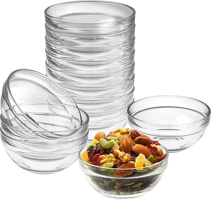 Mini 3.5 Inch Glass Bowls - Perfect for Prep, Dips, Nuts, or Candy - Set of 12