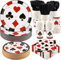 Kochorie 400 Pieces Casino Print Disposable Tableware Sets, Las Vegas Party Supplies Set with Plates Cups Napkins Cutlery Serves 50 for Birthday Poker Club Casino Theme Party Decorations