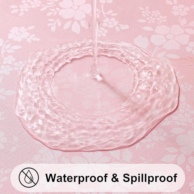Smiry Square Table Cloth, Waterproof Heavy Duty Vinyl Tablecloths, Wipeable Washable Table Cover for Kitchen, Dining Room & Valentines (Pink, 70" X 90")