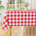misaya Rectangle Waterproof Vinyl Table Cloth, Buffalo Flannel Backed Tablecloth, Wipeable Plastic Table Cover for Valentine's Day, Dinner, Kitchen, Outdoor (60" x 84", Red and White)