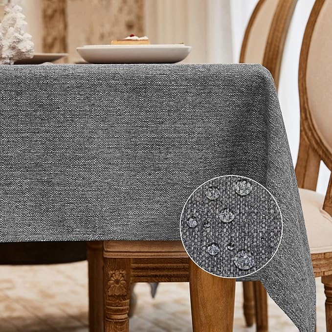 BALCONY & FALCON Square Tablecloth - Small Waterproof Table Cloth, Wrinkle Resistant Table Cover Linen Fabric Tablecloths for Dining Kitchen Wedding and Outdoor Decoration (Gray, 47"x47")