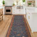 Navy Blue Runner Rug 2x7 for Kitchen, Hallway, Mudroom, Laundry Room, Bathroom, Washable Non Slip Non Skid Rubber Backing Low Pile Stain Resistance