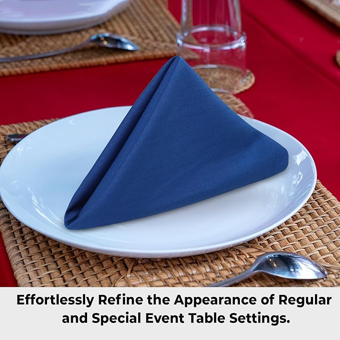 Urban Villa Dinner Napkins Solid Slub Set of 6 Royal Blue Color Premium Quality Dinner Napkins Size 20X20 in Cloth Napkins Cotton Cloth Napkins with Mitered Corners Ultra Soft DinnerNapkins