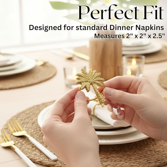 Napkin Ring Set of 12, Fall Thanksgiving Christmas Napkin Rings, Festival Metal Napkin Rings Holders, Napkin Ring Bulk for Wedding, Party, Elegant Table Settings Gift Ideas (Gold) - ALPHA Living HOME