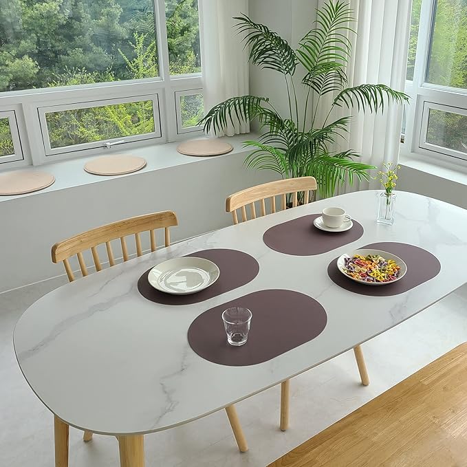 Silicone Placemats Set of 4 - Heat Resistant Washable and Wipeable Non Slip Place Mats, Waterproof Modern Dining Table Mats, Oval 16.9"x11.8"(Royal Plum)