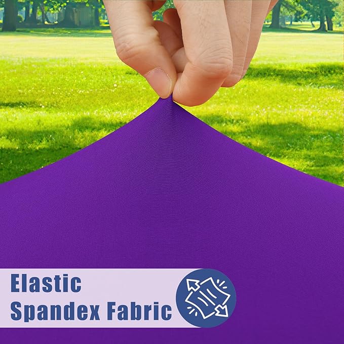 Round Spandex Tablecloth, Elastic Fitted Waterproof Tablecloths for 42"-50" Tables, Stretch Washable Picnic Table Cover for Camping, Dining, Indoor and Outdoor, Purple