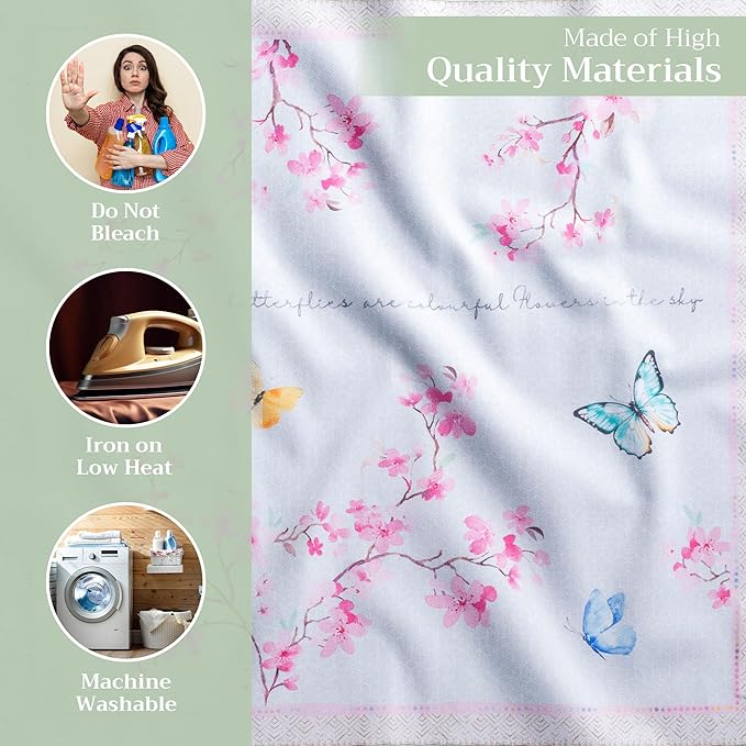 Maison d' Hermine Cloth Napkins Set of 4 100% Cotton Everyday Reusable Square Napkins Cloth Washable Dinner Wedding Restaurant Valentines Day Decorations Spring/Summer (Blossoms in Spring, 20" x 20")