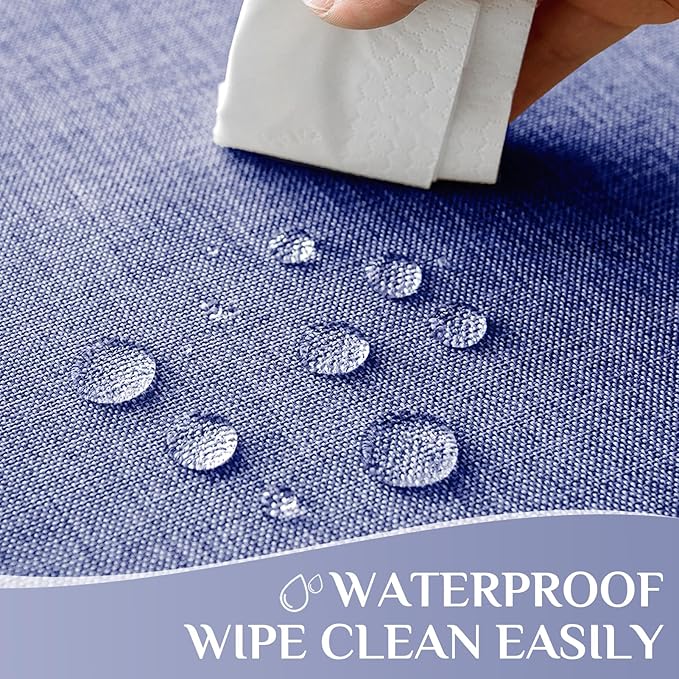 Softalker Blue Table Cloth Rectangular 52 x 70 Inch Linen Textured Outdoor Tablecloth Stain and Wrinkle Resistant Table Cover for Spring,Easter,Summer,Party,Garden,Coffee Vintage Decor Small Tabletop