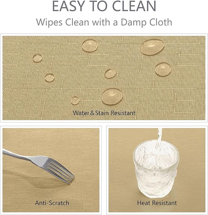 Faux Linen Rectangle Tablecloth Waterproof 52x70 inch Table Cloth Stain and Wrinkle Resistant Washable, Decorative Fabric Table Cover for Dining, Kitchen, Wedding and Parties, Coffee