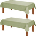 Hiasan 2 Pack Faux Linen Rectangle Tablecloth - Wrinkle and Stain Resistant Washable Table Cloth for Kitchen Dining Room Holiday Table Cover for Party Dinner, Green, 54 x 108 Inch