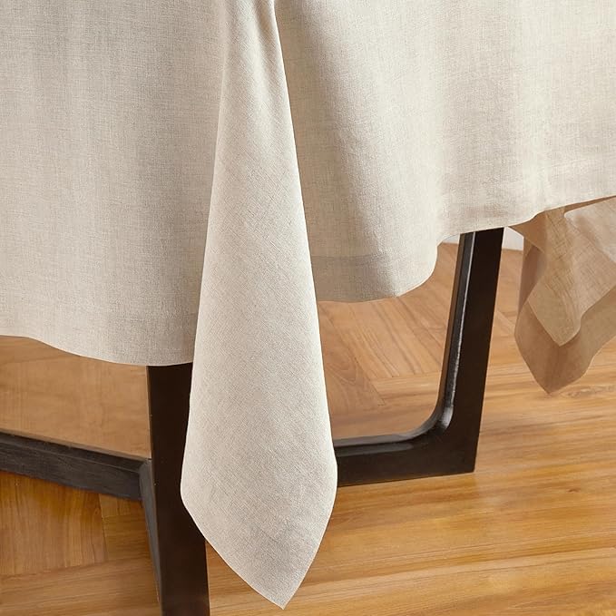Solino Home Linen Flax Tablecloth 70 x 70 Inch - 100% Pure Linen Square Tablecloth - Machine Washable Table Cloth for Spring, Easter - Sonoma