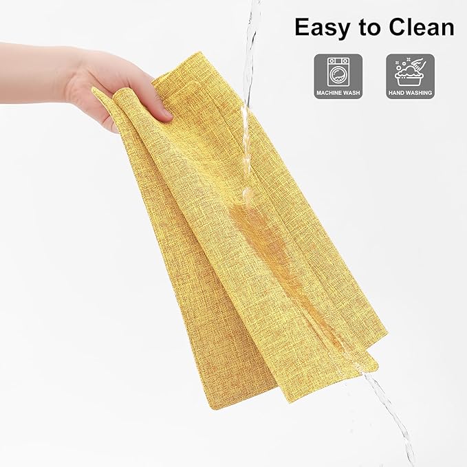 Homaxy Cloths Placemats for Dining Table Set of 4, Heat Resistant Washable Cotton Linen Blend Table Mats, Place Mats for Indoor Outdoor Party Kitchen Decoration, 13" x 19", Mustard Yellow
