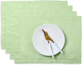 Solino Home Linen Cloth Placemats Set of 4-100% Pure Linen Pastel Green Placemats 14 x 19 Inch for Spring, Easter, St Patricks Day - Fete