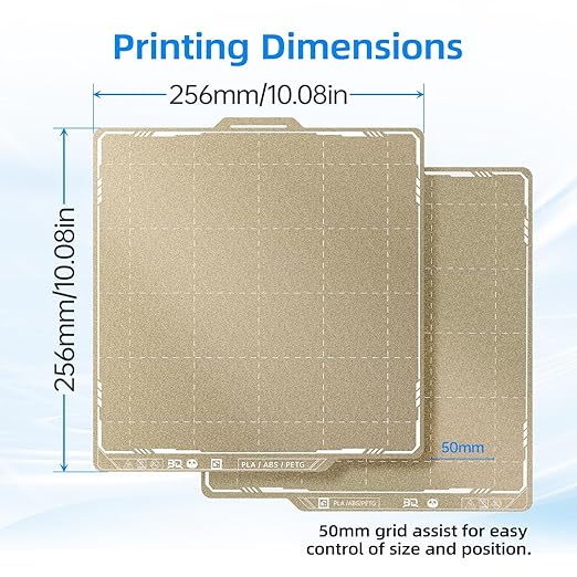 BIQU PyroGrip Double Side Textured PEI Build Plate for Bambu-Lab P1P P1S P2S X1C X1E A1 3D Printers 257x257mm PEI Spring Steel Build Plate Flexible Sheet Print Bed Removable Surface Platform