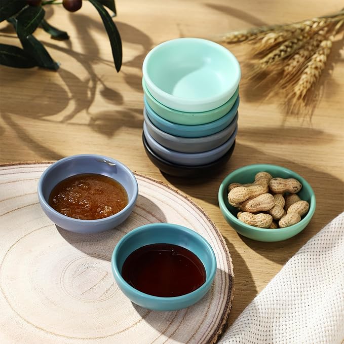 12 Pcs Dip Bowls Set 1.7oz Sauce Soy Dishes Bowls Small for Dipping Tomato Sauce, Soy, BBQ and Other Party Supplies(Multicolor)